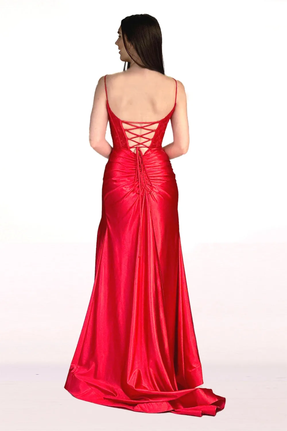 Applique Sleeveless Slit Gown by Abby Paris 90273