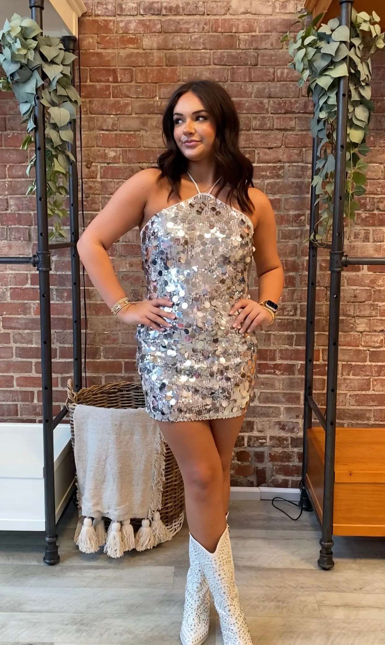 Disco Nights Mini Dress | Silver Sequin